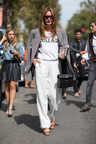 Как носить пиджак с широкими брюками