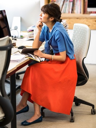 С чем носить синие балетки