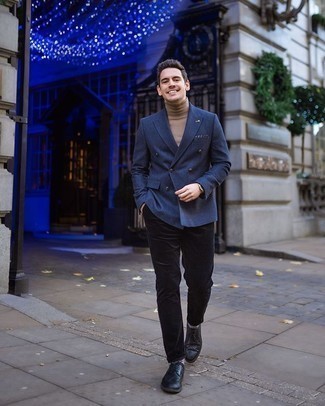 Как носить синий пиджак с черными брюками чинос