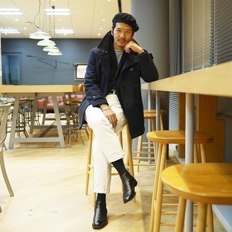 Какие ботинки челси носить с синим пиджаком мужчине