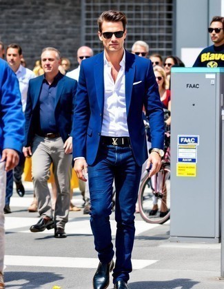 Какие лоферы носить с синим пиджаком мужчине