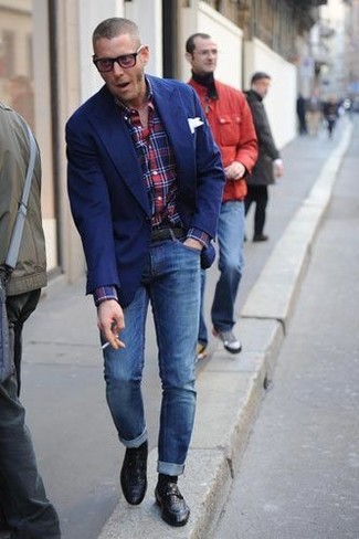 Какие лоферы носить с синим пиджаком мужчине