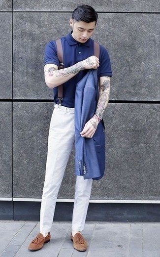 Какие лоферы носить с синим пиджаком мужчине