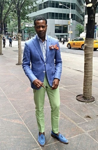 Какие лоферы носить с синим пиджаком мужчине