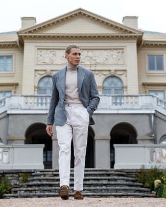 Какие лоферы носить с синим пиджаком мужчине