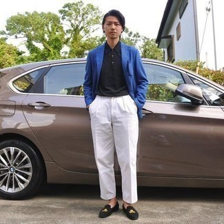 Какие лоферы носить с синим пиджаком мужчине