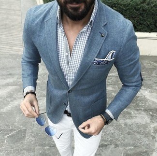 Как носить синий пиджак с белыми брюками чинос