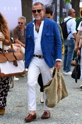 Как носить синий пиджак с белыми брюками чинос