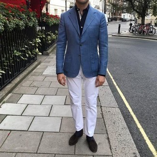Как носить синий пиджак с белыми брюками чинос