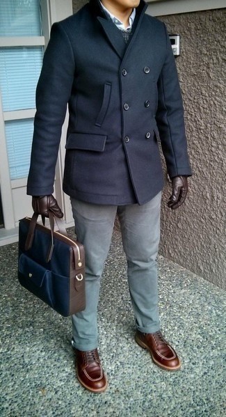 С чем носить синий портфель