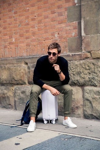 С чем носить синий рюкзак из плотной ткани мужчине