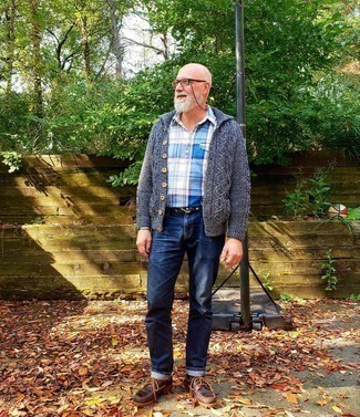 Как носить синий кардиган с синими джинсами мужчине