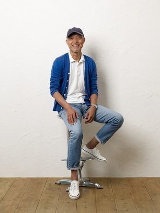 С чем носить синий кардиган мужчине