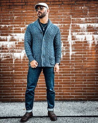 С чем носить синий кардиган мужчине