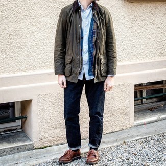 С чем носить синий кардиган в клетку мужчине