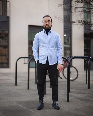 Какие водолазки носить с синими ботинками челси мужчине