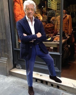 Как носить синие брюки чинос с синим пиджаком