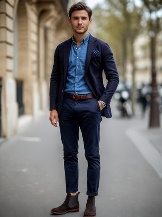 Какие ботинки челси носить с синими брюками чинос