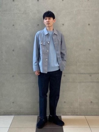 Какие ботинки дезерты носить с синими брюками чинос