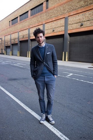 Какие высокие кеды носить с синими брюками чинос