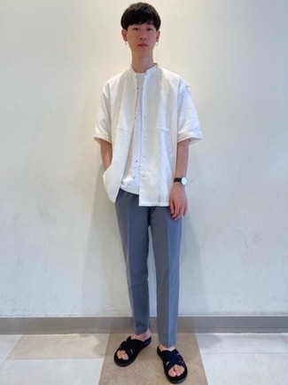 С чем носить синие брюки чинос