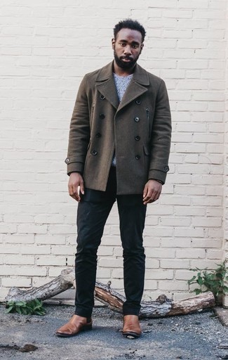 Какое полупальто носить с синими брюками чинос