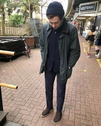 С чем носить синие вельветовые брюки чинос