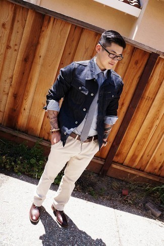 Какие броги носить с синей джинсовой курткой