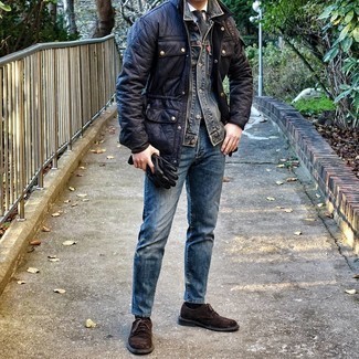 Какие броги носить с синей джинсовой курткой