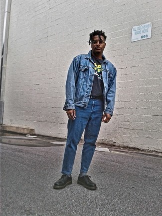 Какие туфли дерби носить с синей джинсовой курткой