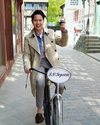 Какие плащи носить с синей джинсовой курткой мужчине