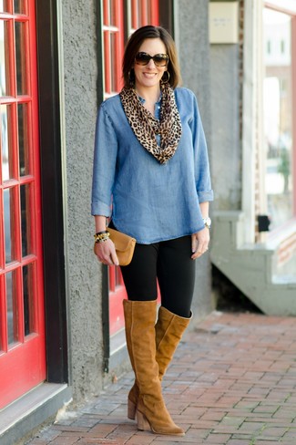 С чем носить синюю джинсовую тунику