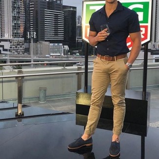 Какие брюки чинос носить с синими туфлями дерби