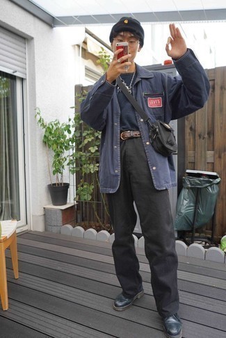 С чем носить синие туфли дерби