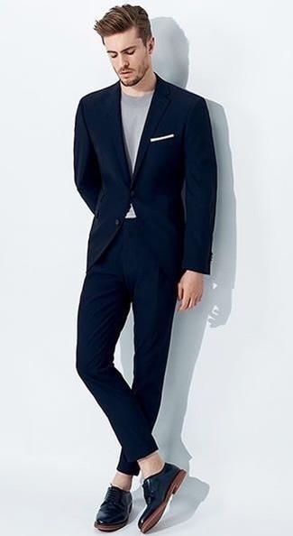 С чем носить синие туфли дерби