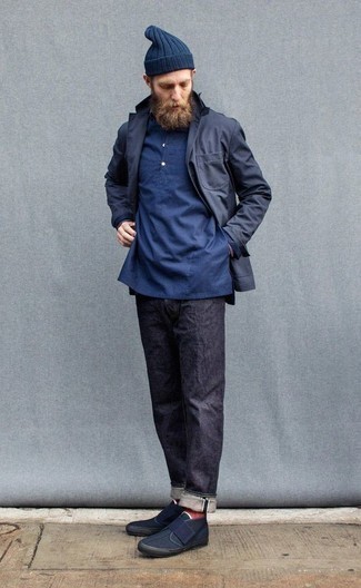 С чем носить синие ботинки дезерты