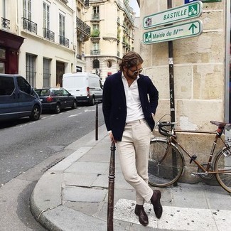 Какие туфли дерби носить с синим двубортным пиджаком