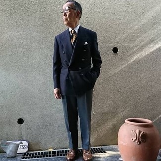 Какие туфли дерби носить с синим двубортным пиджаком