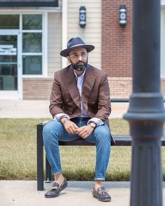 С чем носить синие мокасины мужчине