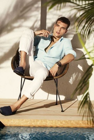 Какие брюки чинос носить с синими эспадрильями