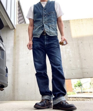 С чем носить синюю куртку без рукавов мужчине