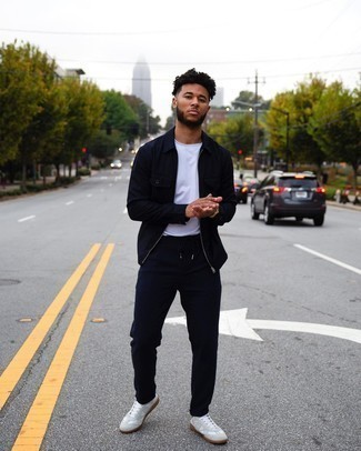 С чем носить синюю куртку харрингтон