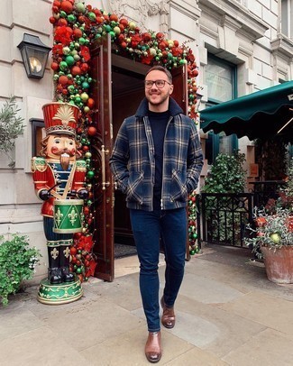 С чем носить синюю куртку харрингтон