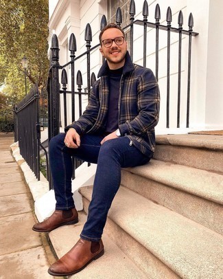 С чем носить синюю куртку харрингтон