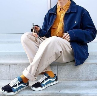 С чем носить синюю куртку харрингтон