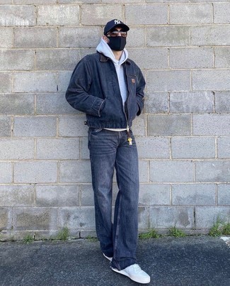 С чем носить синюю куртку харрингтон