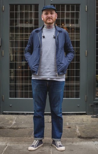 Какие майки носить с синей курткой харрингтон