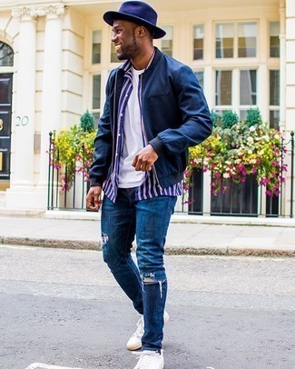 С чем носить синюю шляпу мужчине