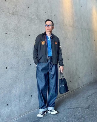 С чем носить синие высокие кеды мужчине