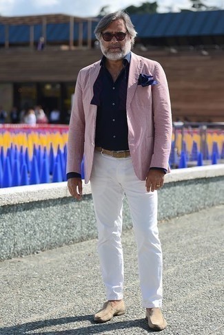 С чем носить синий нагрудный платок в горизонтальную полоску